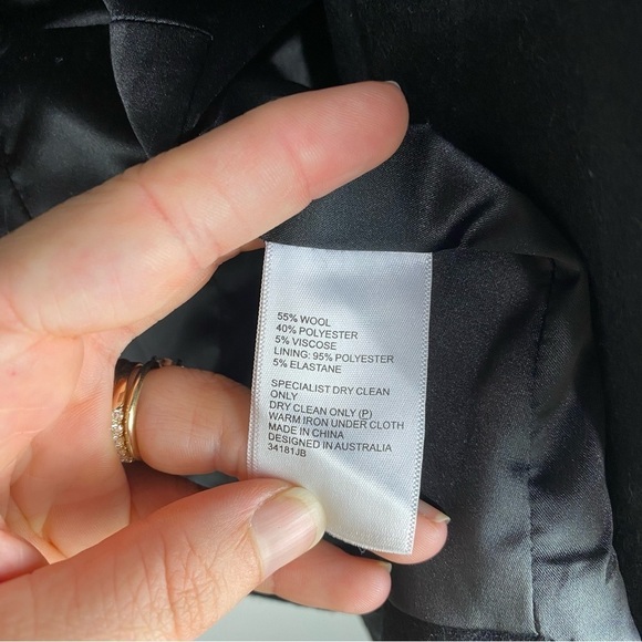 Bardot Asymmetrical Open Front Flowy Wool Blend Blazer Cardigan Jacket Coat 2 - Picture 6 of 7